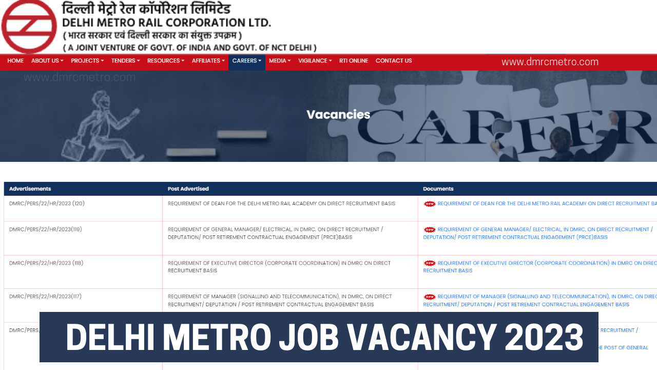 Delhi Metro Rail Jobs